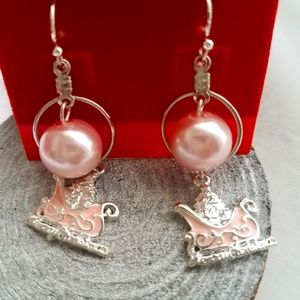 Pink Holiday Earrings